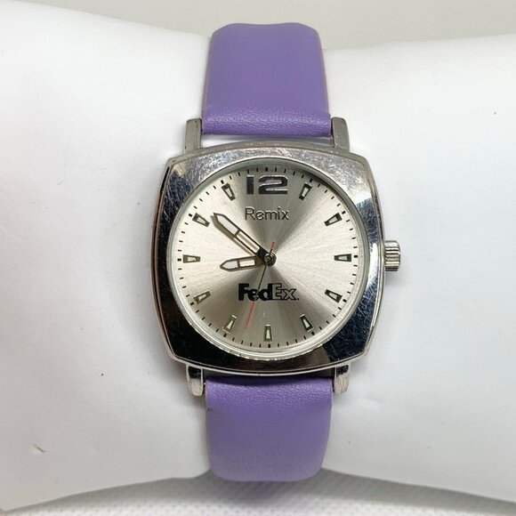 FedEx women watch remix silver tone case 33mm quart analog purple running - Picture 1 of 8